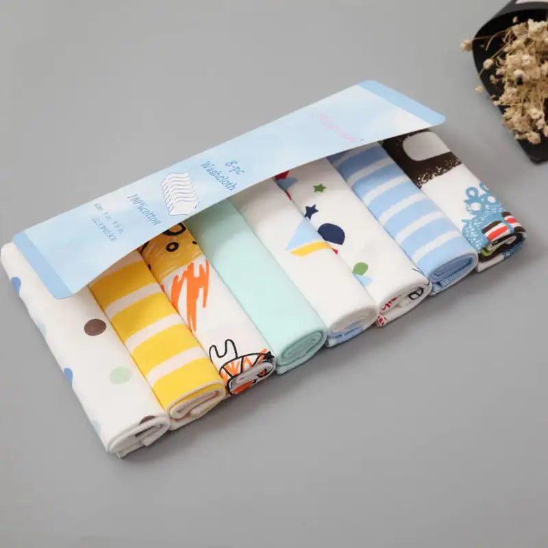 🧸 SnuggleSpots™ Baby Cotton Gauze Towel Set – 8PCS