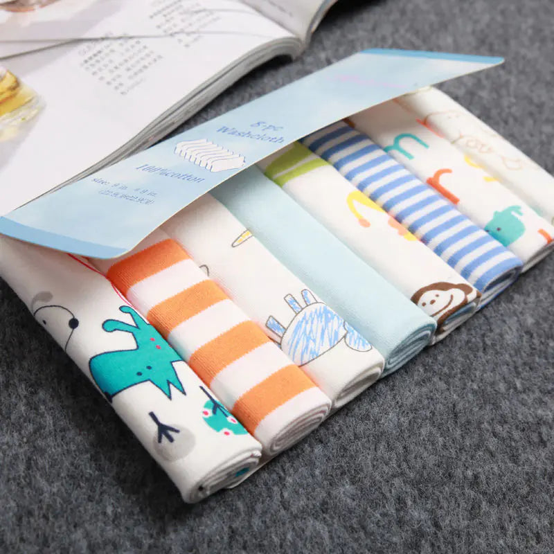 🧸 SnuggleSpots™ Baby Cotton Gauze Towel Set – 8PCS
