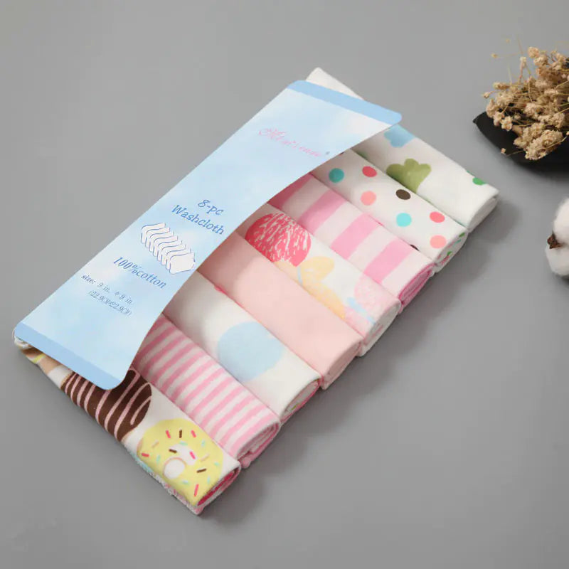 🧸 SnuggleSpots™ Baby Cotton Gauze Towel Set – 8PCS