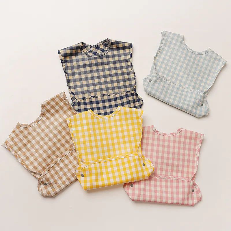 🧼 PlaidPal™ Waterproof Cotton Bib – Stylish & Mess-Free Mealtime!