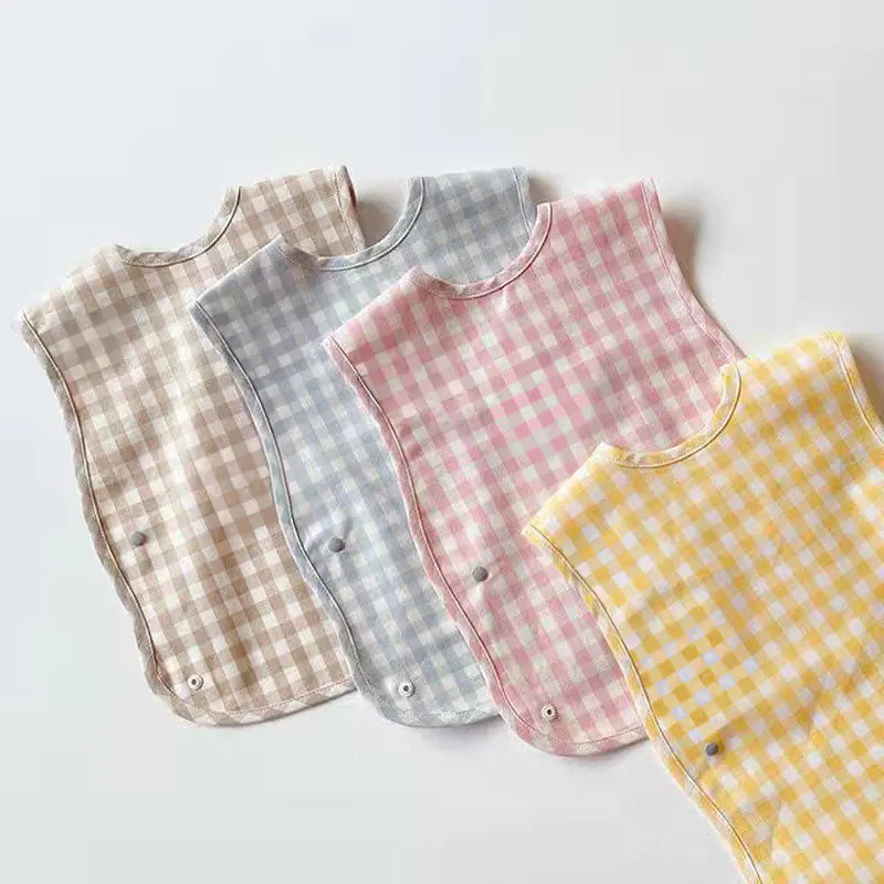 🧼 PlaidPal™ Waterproof Cotton Bib – Stylish & Mess-Free Mealtime!