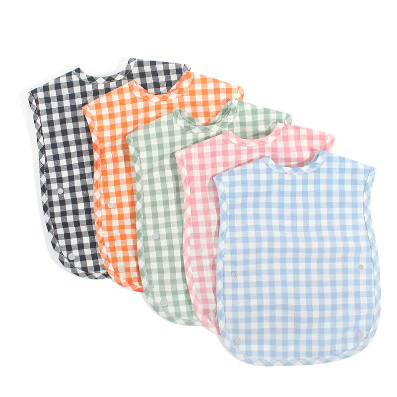 🧼 PlaidPal™ Waterproof Cotton Bib – Stylish & Mess-Free Mealtime!