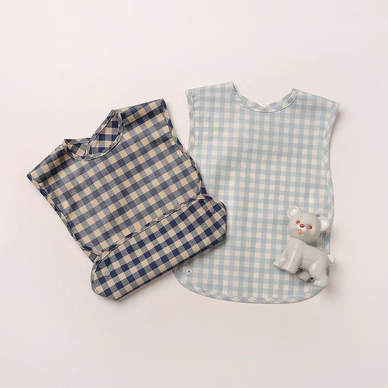 🧼 PlaidPal™ Waterproof Cotton Bib – Stylish & Mess-Free Mealtime!