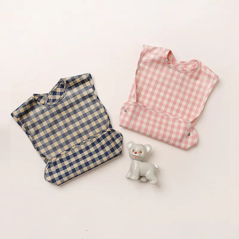 🧼 PlaidPal™ Waterproof Cotton Bib – Stylish & Mess-Free Mealtime!